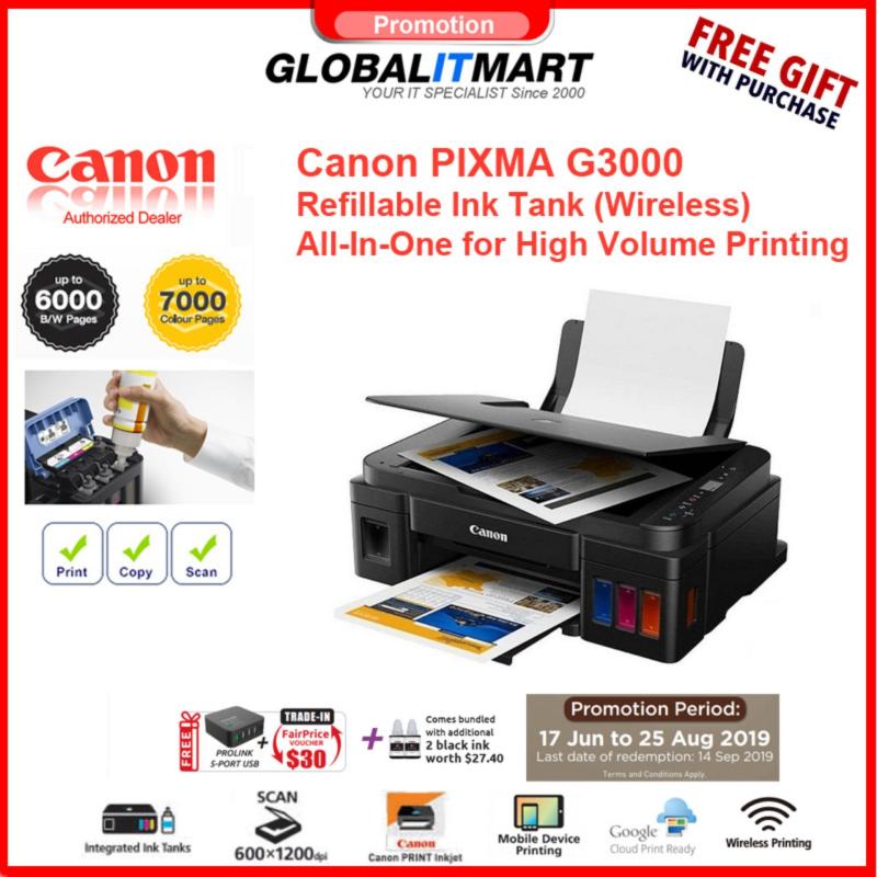 Canon PIXMA G3000 Refillable Ink Tank (Wireless) All-In-One for High Volume Printing canon printer Singapore