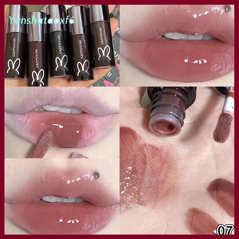 yunshataoxf Cappuvini Nước Tráng Men Gương Son Bóng Trang Điểm Pha Lê Thạch Dưỡng Ẩm Son Môi Lâu Dài Màu Sắc Chất Lỏng Son Môi Mỹ Phẩm - 7