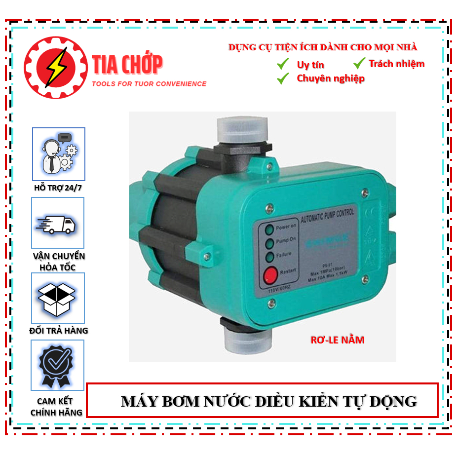 Máy bơm nước điều kiển tự động- rơ le tăng áp chống cạn shimge