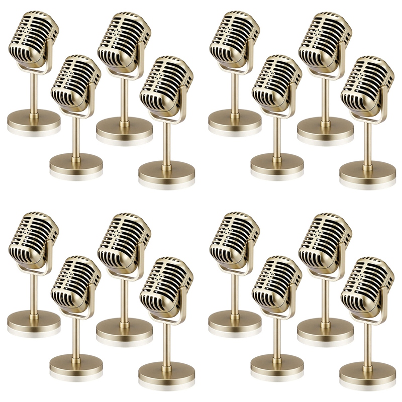 【Jiaminye】 16Pcs Retro Microphone Props Model Vintage Microphone Antique Microphone Toy Microphone Stage Table Decor,Gold - Brand Jiaminye Presyo 2,450 Piso*Libreng Shipping