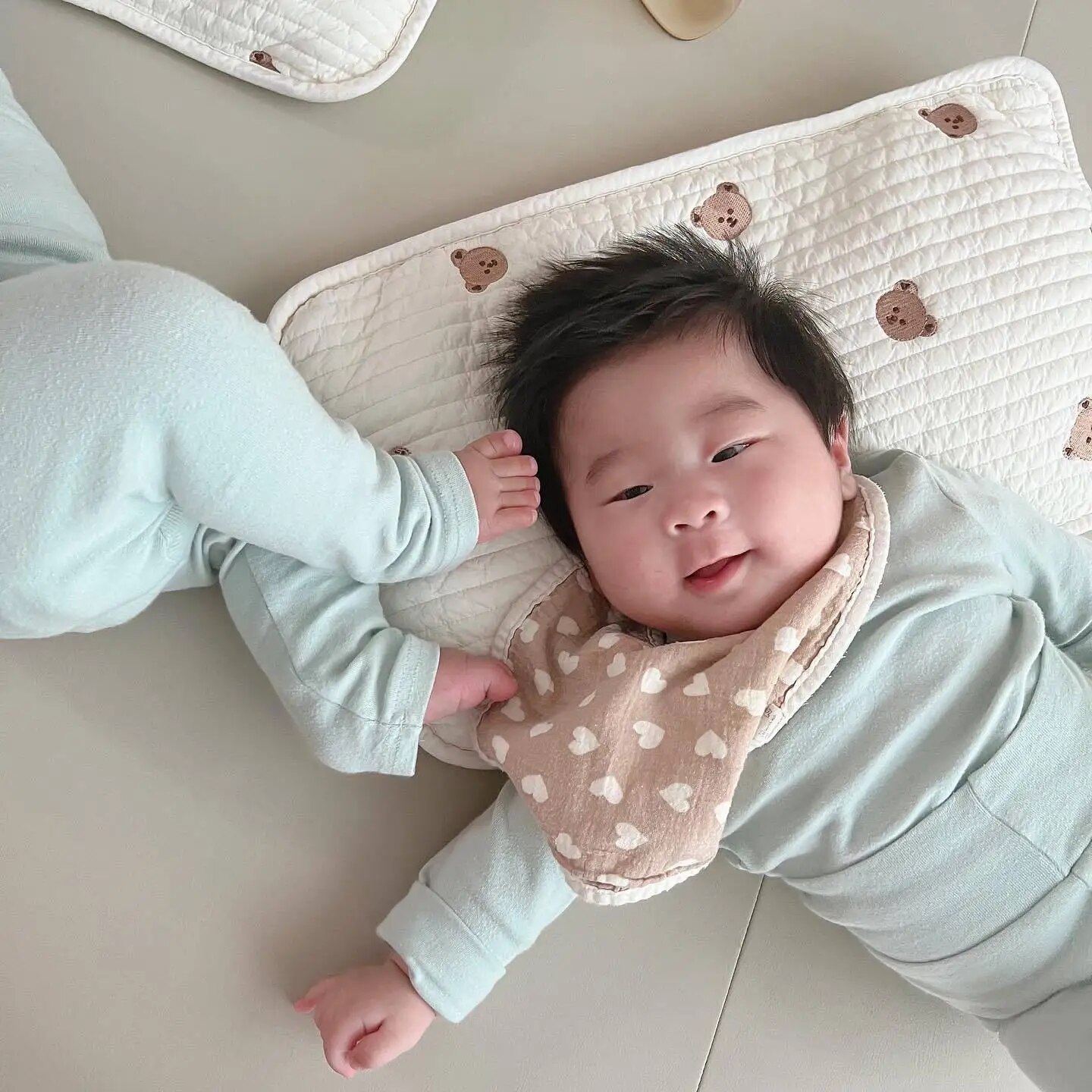 Hot 2023 New Ins gối cho bé cotton thoáng khí sơ sinh Gối Đệm đầu Hàn Quốc thêu hoạt hình gấu ô liu ngủ gối trẻ em bộ đồ giường