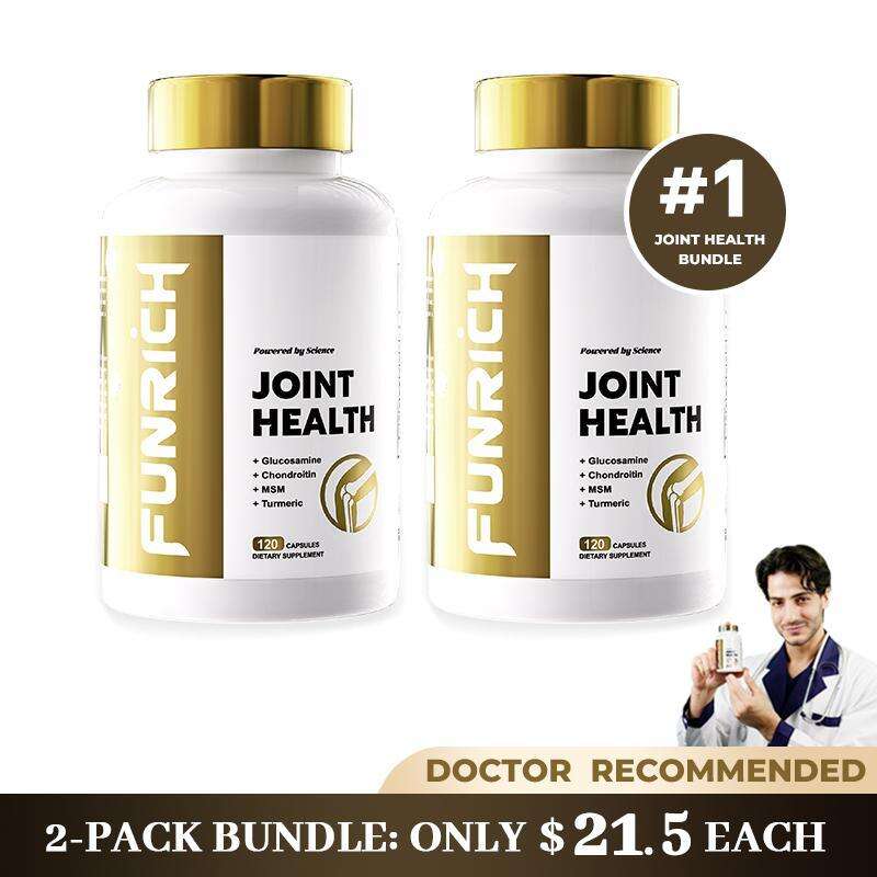 2-Gói FUNRICH Thực Phẩm Bổ Sung Hỗ Trợ Sức Khỏe Khớp Nam Và Nữ với Glucosamine, Chondroitin, MSM, Nghệ - Dùng Cho 2 Tháng