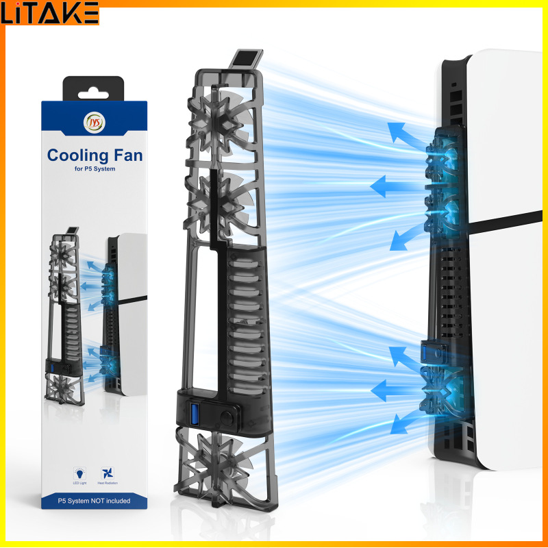 Litake Brightly Cooling Fan With RGB Color Lighting 3 Cooling Fans 3 Gears USB Port Cooler Compatible For PS5 Slim Disc/Digital Edition ราคา 334 บาท*ส่งฟรี