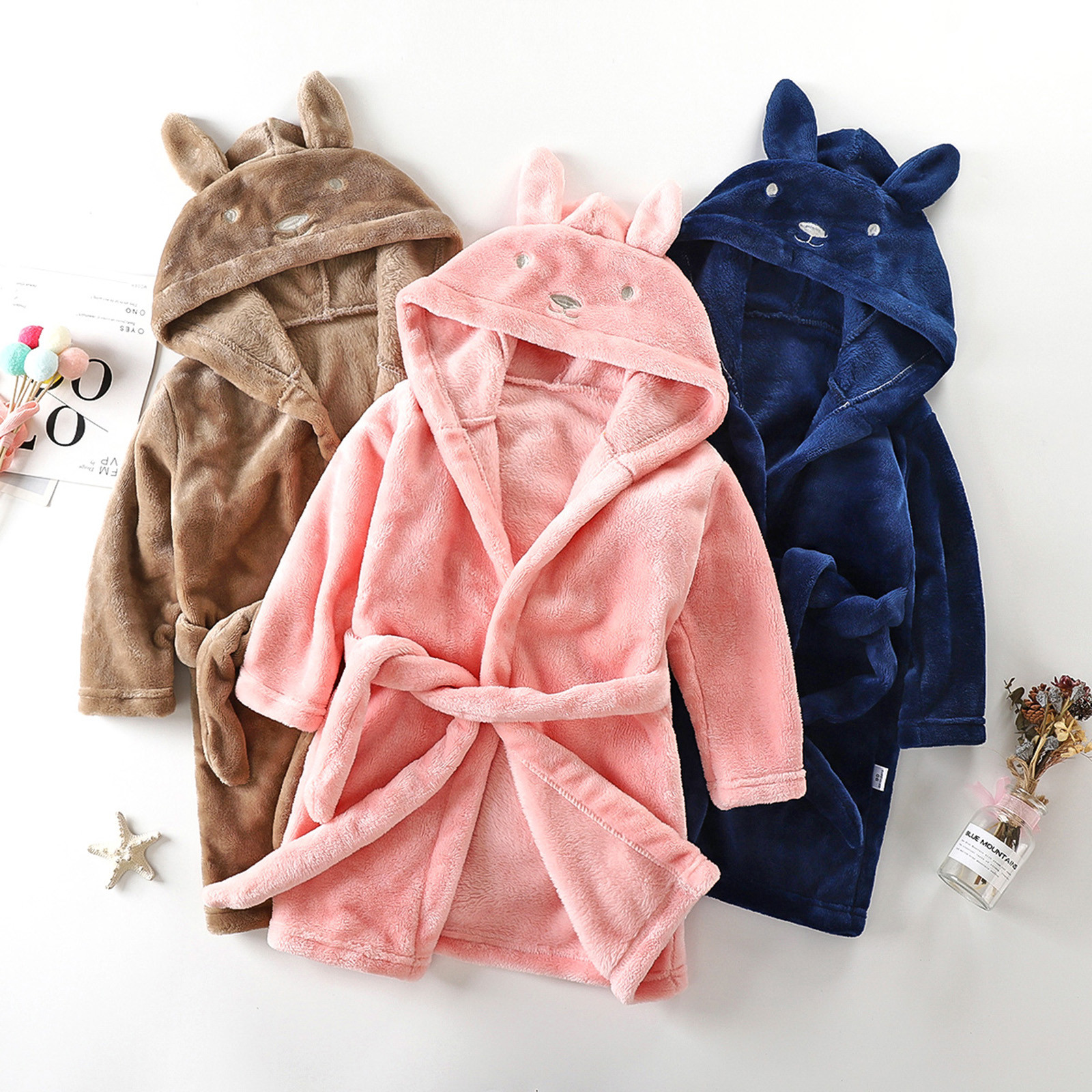 Khăn Áo choàng tắm lông cừu Bé Trai Mềm Mại đồ ngủ trẻ em Ấm Áo Choàng Ngủ bé gái Flannel Trùm Đầu Áo khoác bé gái & Áo Khoác Toddler Lông Cừu
