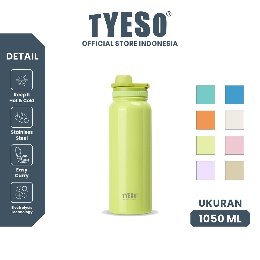 Tyeso TS-8724 Tumbler Botol Minum Stainless 1050mL Sports Vacuum Insulated BPA FREE 35 Oz
