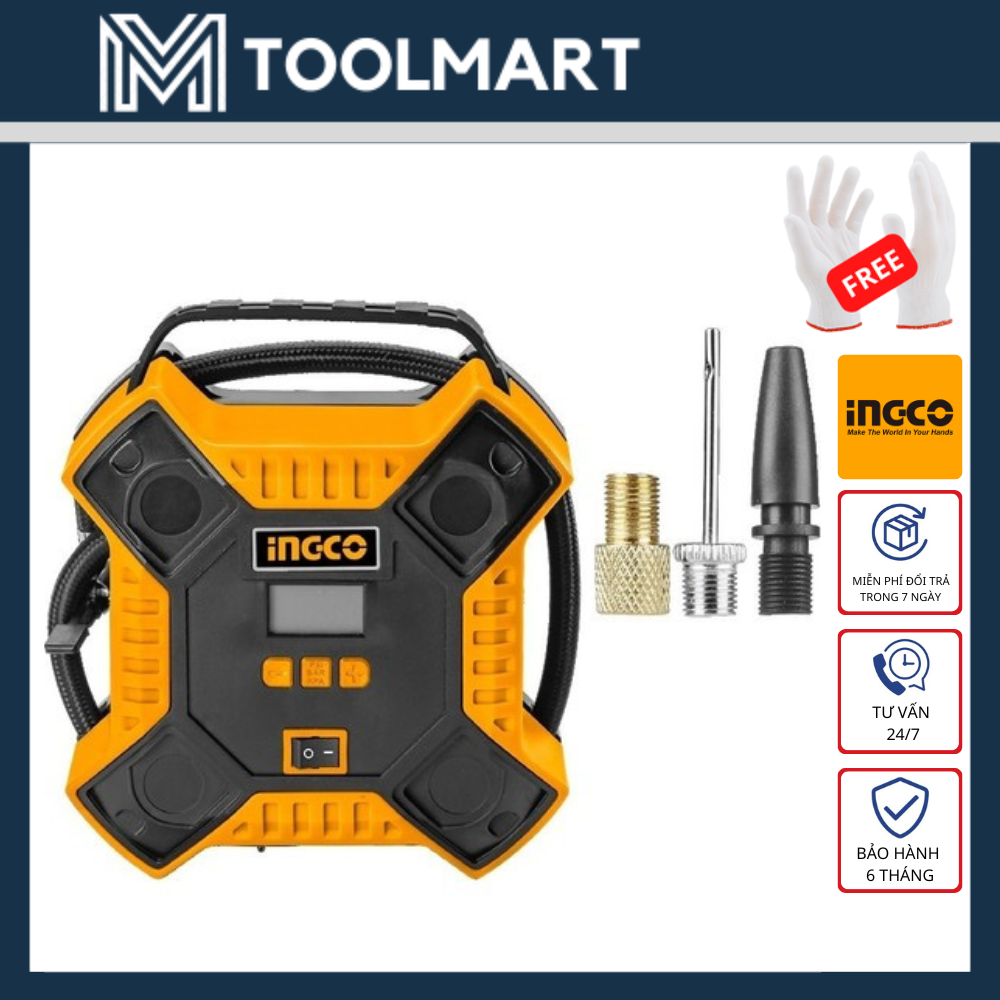 MÁY BƠM HƠI LỐP XE Ô TÔ INGCO - DÙNG ĐIỆN CẮM XE Ô TÔ - HÀNG CHÍNH HÃNG - AAC1601 - HM LOCK