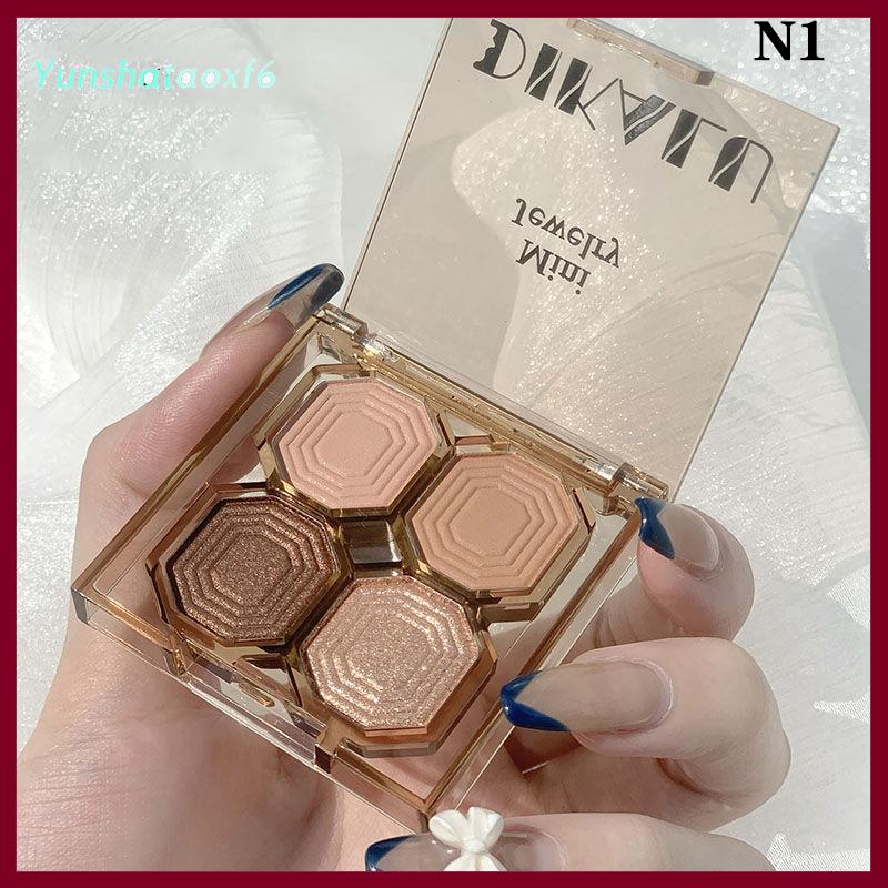 yunshataoxf Dikalu 4 màu Punk Smokey Matte long lanh Eyeshadow Palette ánh sáng lung linh Eye Shadow trang điểm Palette mát mẻ săn chắc màu xám đen EYE PALETTE - 9