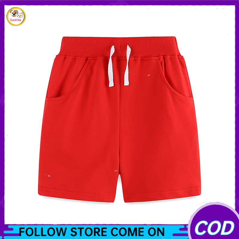 Toddler Boy Sport Shorts Cotton Solid Color Summer Casual Drawstring Waistband Shorts With Pockets
