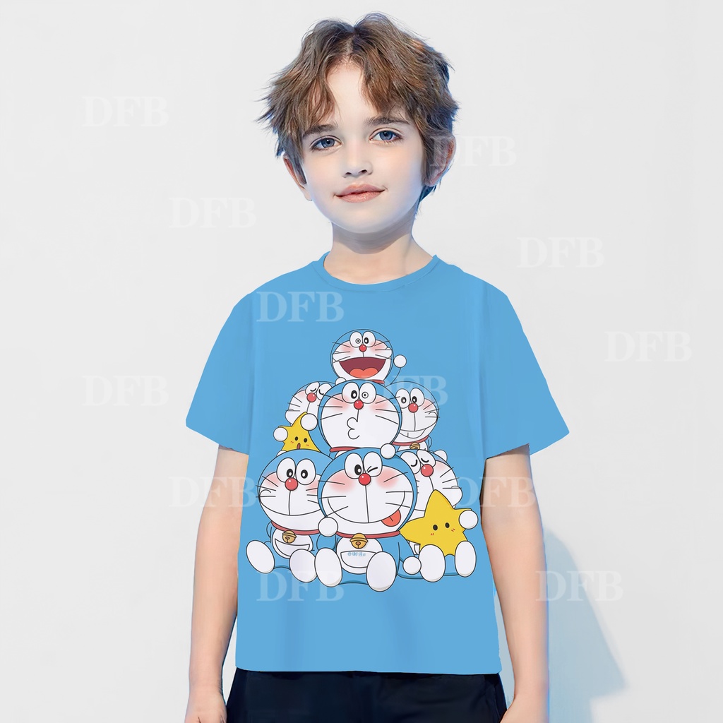 Doraemon Pattern 3D Printing Summer New Children's T-shirt Short Sleeve Fashion Cute Breathable Loose Boys Girls T Shirt