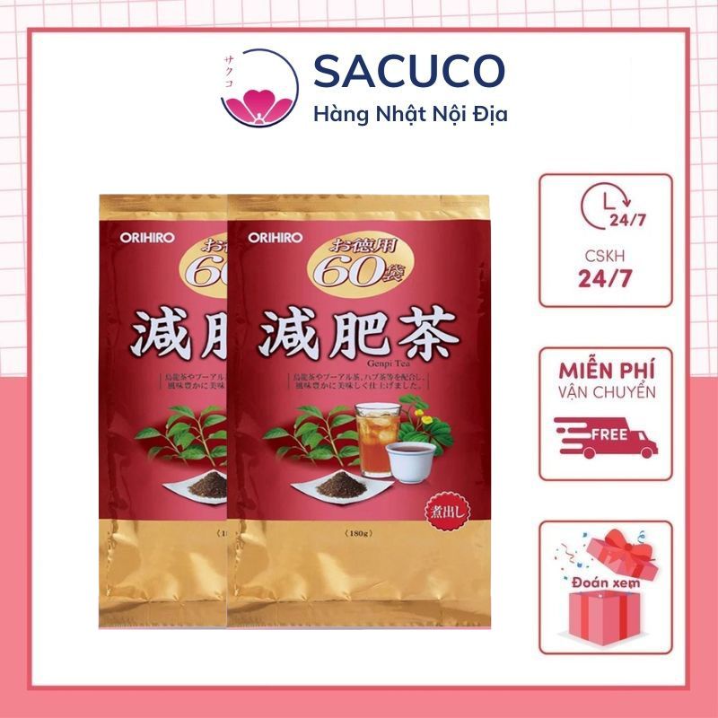 Trà Genpi Orihiro hỗ trợ giảm mỡ thừa 60 gói/túi chính hãng Nhật Bản, Genpi tea trà giảm cân Orihiro