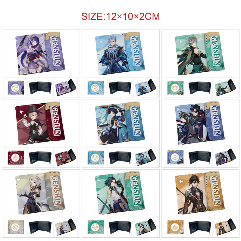 HZ Dompet Pendek, Impak Ganyu Hu Genshin Tao Kartun Anime, Diperbuat daripada Kulit PU, Sesuai untuk Lelaki, Beg Tangan dengan Berb ZH