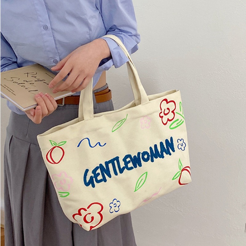 Túi xách thêu chữ, túi tote nữ, túi canvas, túi cỡ lớn