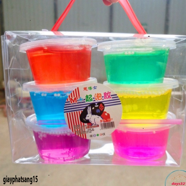Hộp 6 slime 6 màu giỏ quai xách kèm khuôn chơi công cụ giải trí slam đẹp tuyệt squishy - MSP377566