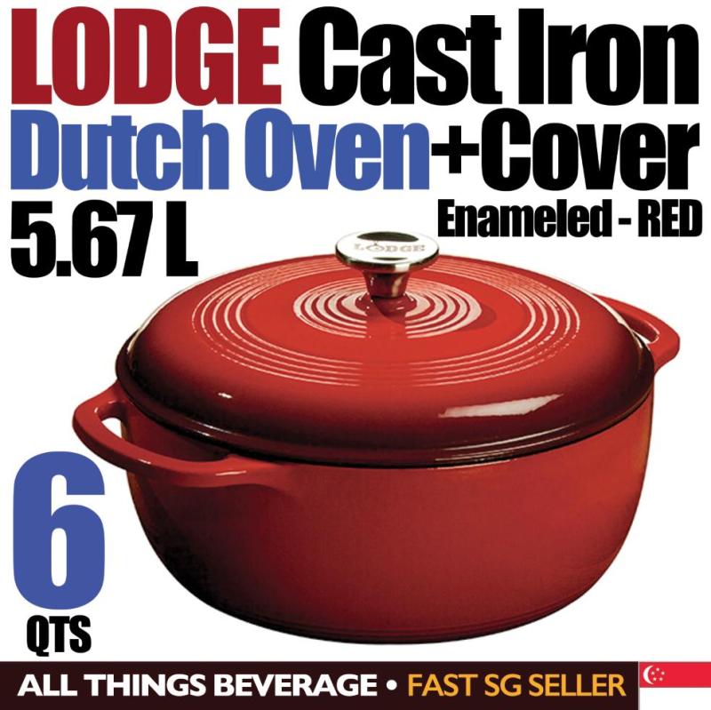 Lodge Dutch Oven Enameled Cast Iron 6 Quart 5.7L Red Singapore