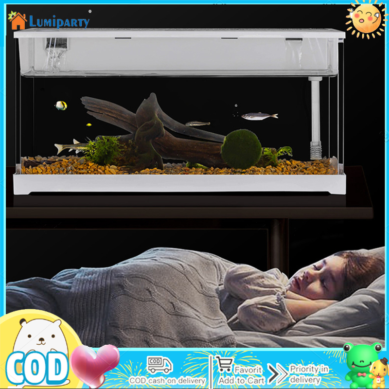 Betta Fish Tank LED Clear Acrylic Aquarium Tank Bowl Silent Pump For Goldfish Small Fish Top Circulating Filtration System ราคา 937 บาท*ส่งฟรี