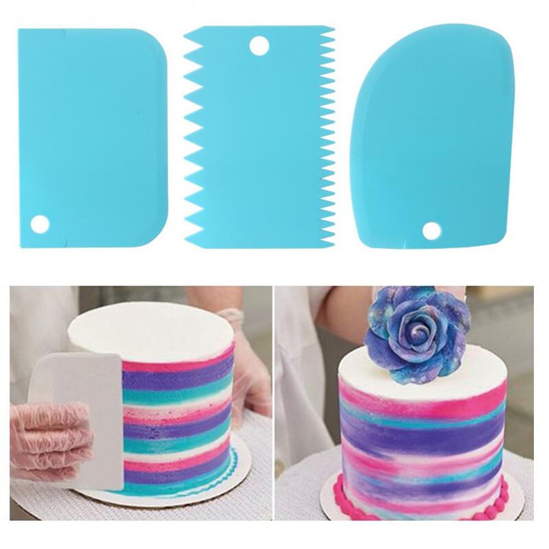 Set 3 dụng cụ chà láng làm mịn răng cưa trang trí bánh
