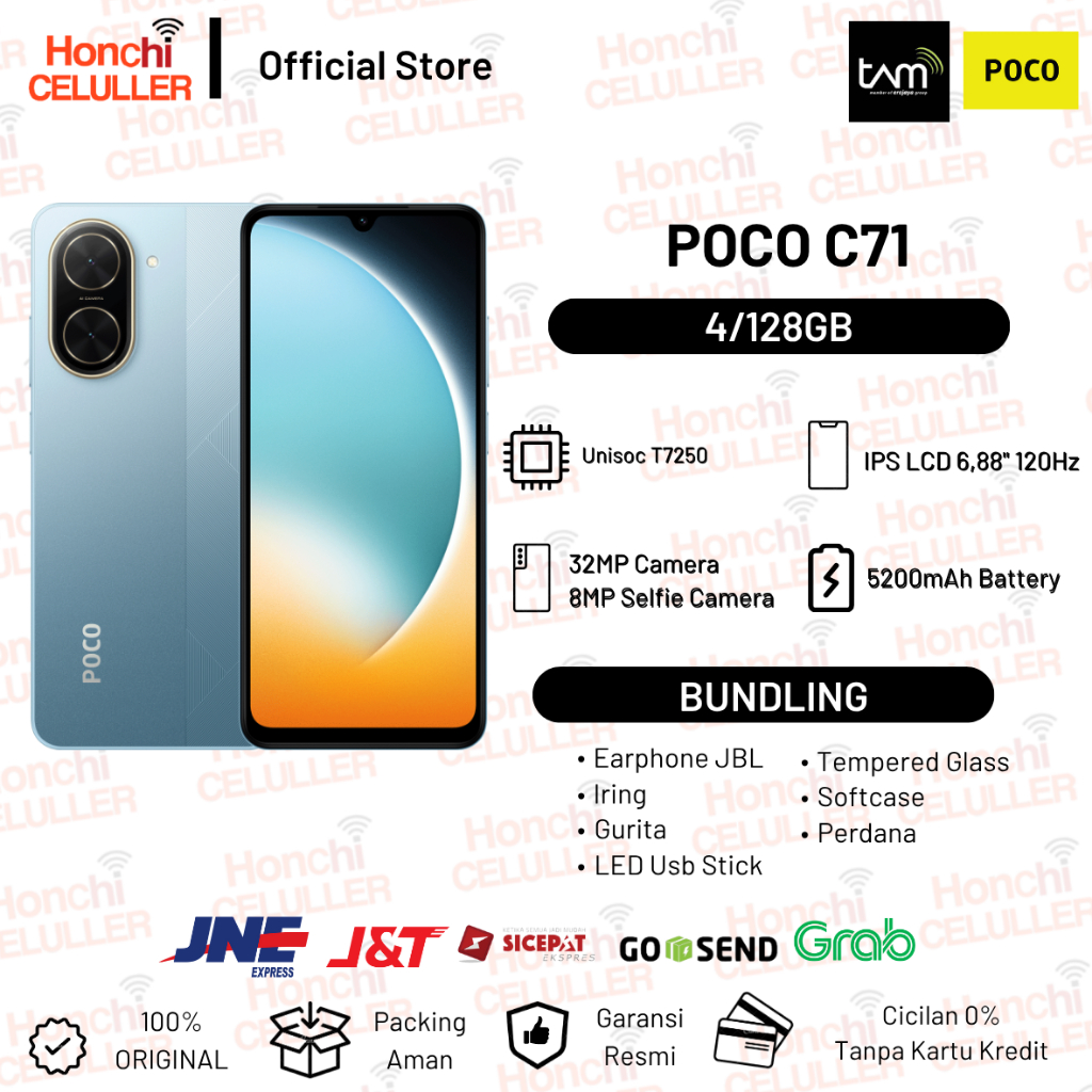 Xiaomi POCO C71 4+4G/128G 4/128GB Performa Cadas | 6.88" 120Hz | Ekspansi RAM 8G / storage 128G Garansi Resmi Harga 1,199,000 rupiah*Gratis Ongkir
