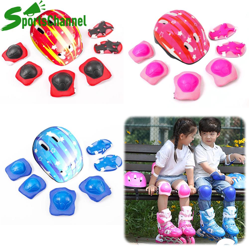 7 cái trẻ em Mũ bảo hiểm xe đạp miếng đệm khuỷu tay dày Skateboard hat và miếng đệm chống sốc Skateboard bọc bảo vệ dây cáp cho nam nữ