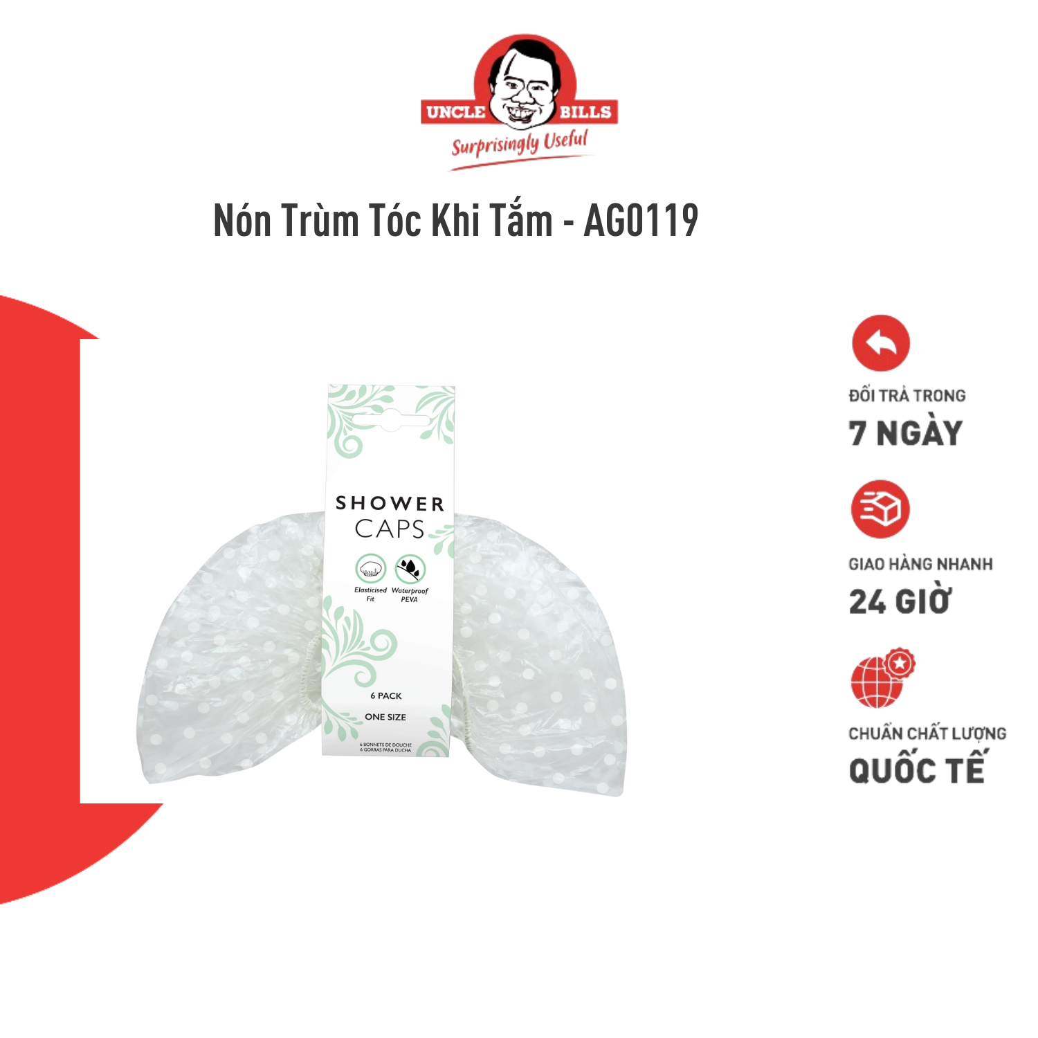 Bộ 6 nón trùm tóc khi tắm ubl ag0119