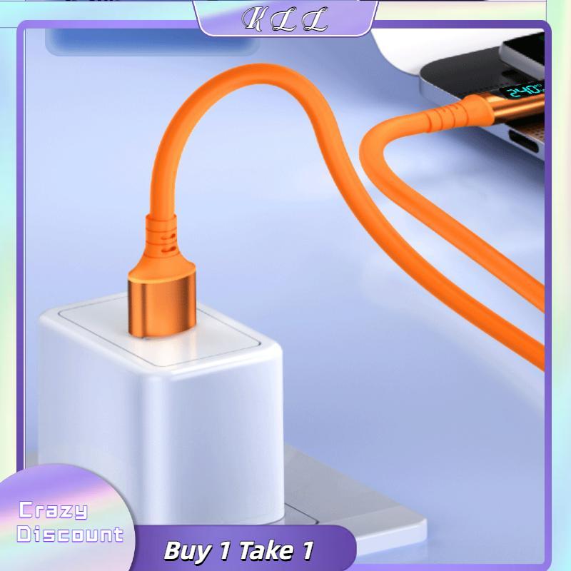 KLL 1pcs 240W USB Loại C dẫn hiển thị kỹ thuật số cáp 6A USBC để loại C sạc nhanh cho Huawei Phụ kiện dây sạc