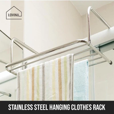 Stainless Steel Clothes Drying Foldable Rack Towel Laundry Kitchen Wall Organizer Folding Hanger Outdoor Balcony