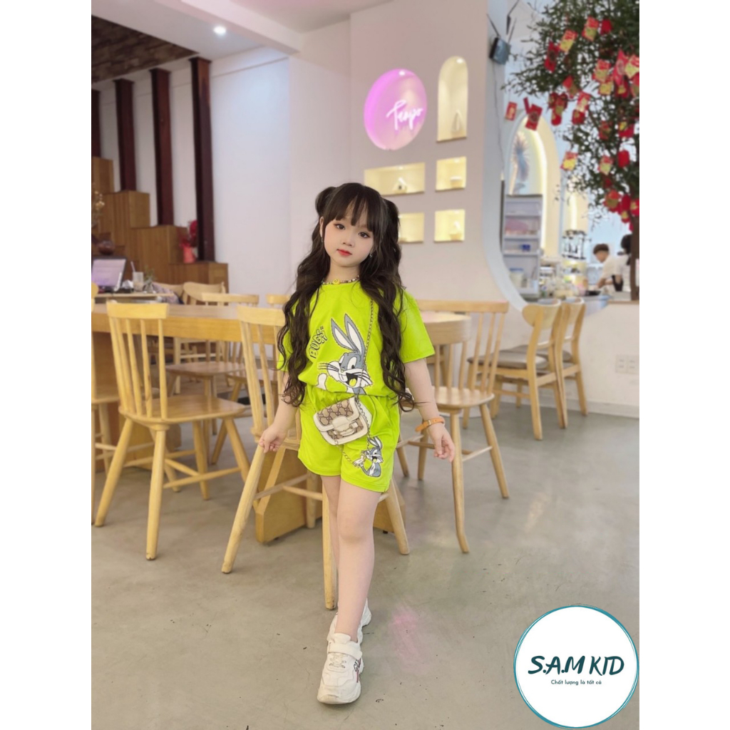 [8-40kg] Đồ bộ bé gái quần đùi 4 Màu có size đại mát mẻ mùa hè