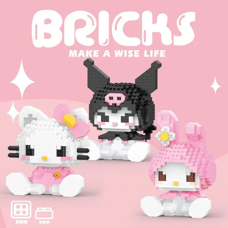 Kuromi Micro Building Blocks 3D Puzzles Mini Cartoon Figures Building Toys Bricks Party Favors Gifts for Adult Kids