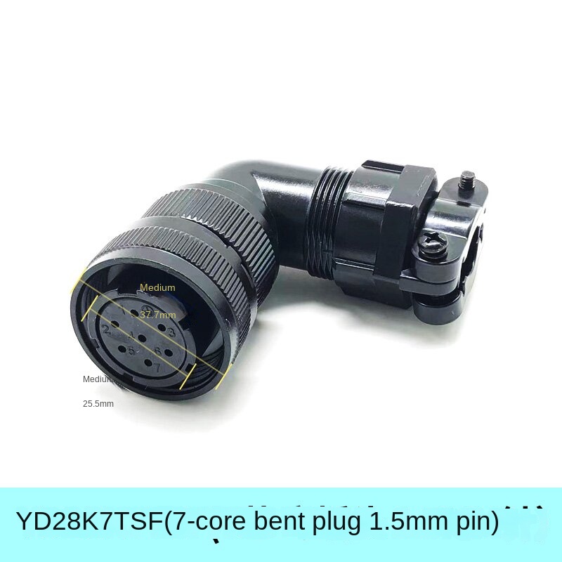 YD28/Y18/Y32 | Đầu Nối-Phích Cắm Cong Lõi YD28-7 (Pin 1,5 Mm) | Tùy chọn: 4 Lõi, 7 Lõi, 15 Lõi, 19 Lõi | Ổ Cắm Vuông + Đầu Cắm Thẳng/Vuông Góc
