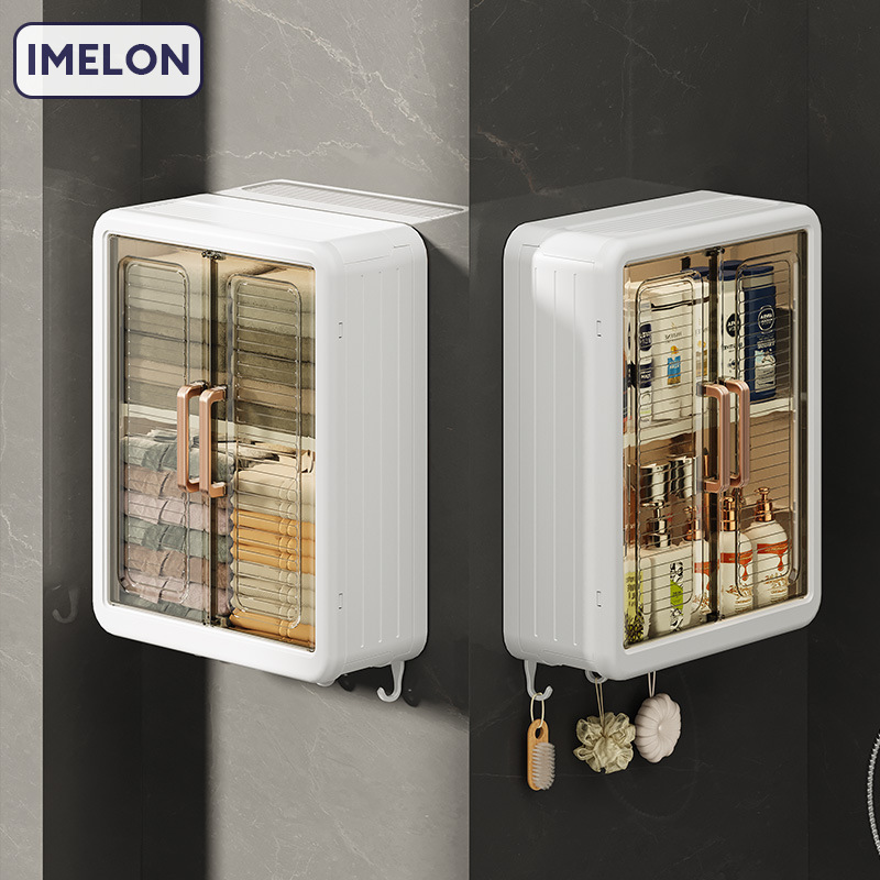 IMELON quả tặng miễn phí TOÀN CỬA HÀNG kệ để đồ nhà tắm thùng nhựa đựng đồ Tủ lưu trữ phòng tắm treo tường không đục lỗ treo cửa tủ từ kệ lưu trữ chống bụi cho nhà vệ sinh gia đình treo tường