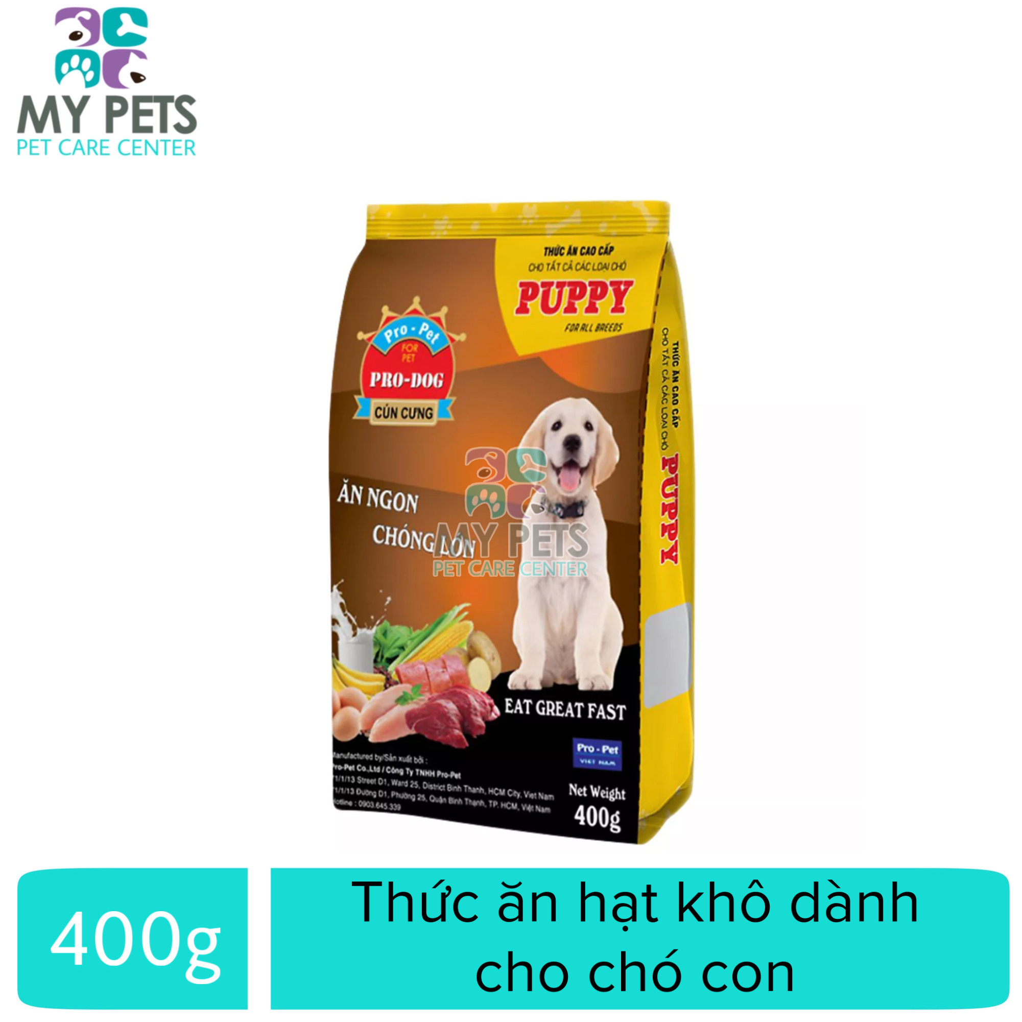 Thức ăn hạt dành cho chó con Pro-Dog Puppy - Túi 400g