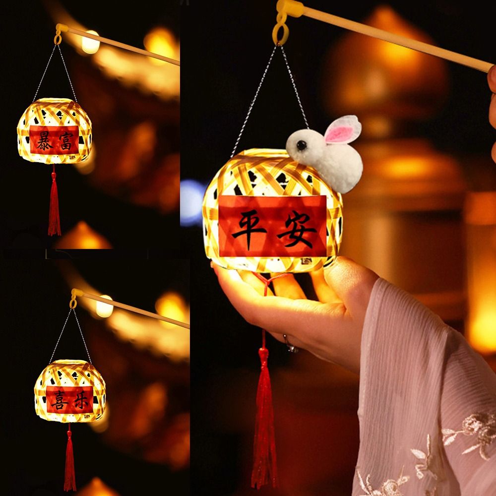 Mike Dunbar đèn LED tre Trung Thu Đèn lồng làm bằng tay Phong cách Trung Quốc tre di động đèn lồng cổ đại chiếu sáng lễ hội trung thu cầm tay trang trí tiệc đèn lồng