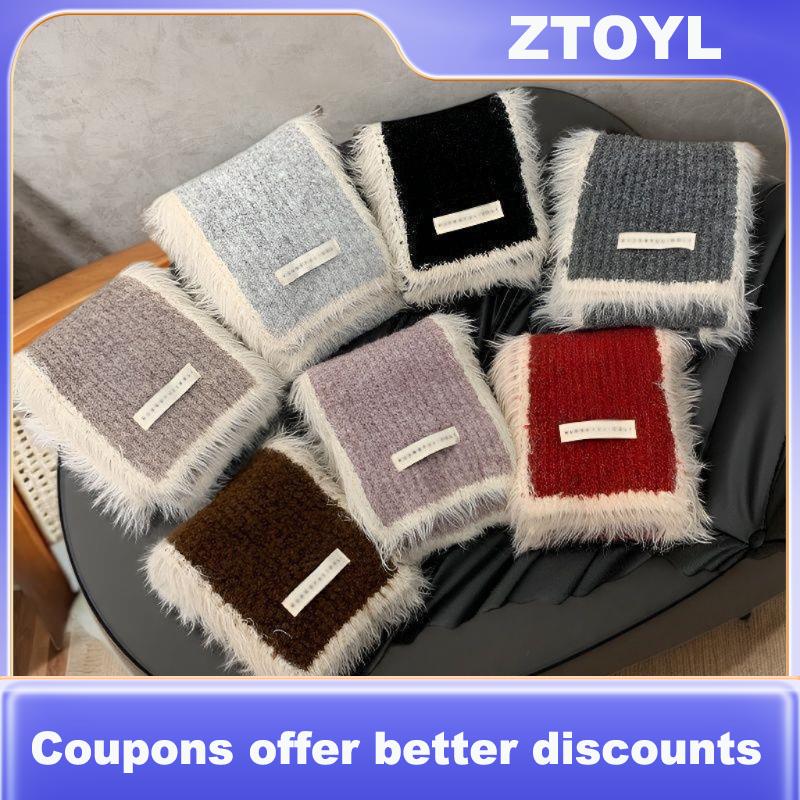 【ZTOYL】 ผ้าพันคอถักขนสัตว์หนาสำหรับผู้หญิง, ผ้าพันคอแฟชั่นฤดูหนาวลายทางแนวตั้งสีตัดกันให้ความอบอุ่นคออบอุ่น ราคา 172 บาท*ส่งฟรี