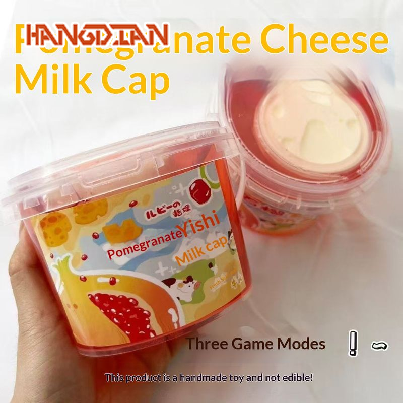 HANGDIAN Pomegranate Cheese Milk Tea Slime Kit - Stretchy, Non-Sticky Stress Relief Toy with Three Play Styles ราคา 105 บาท*ส่งฟรี