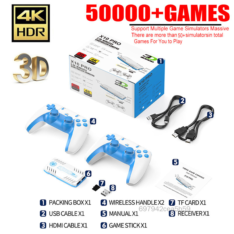 Máy chơi game Retro không dây X10 PRO - Hơn 50000 trò chơi Cắm HDMI 4K Chơi với 2 bộ điều khiển Giá  1,635,000 Đồng*Miễn phí vận chuyển