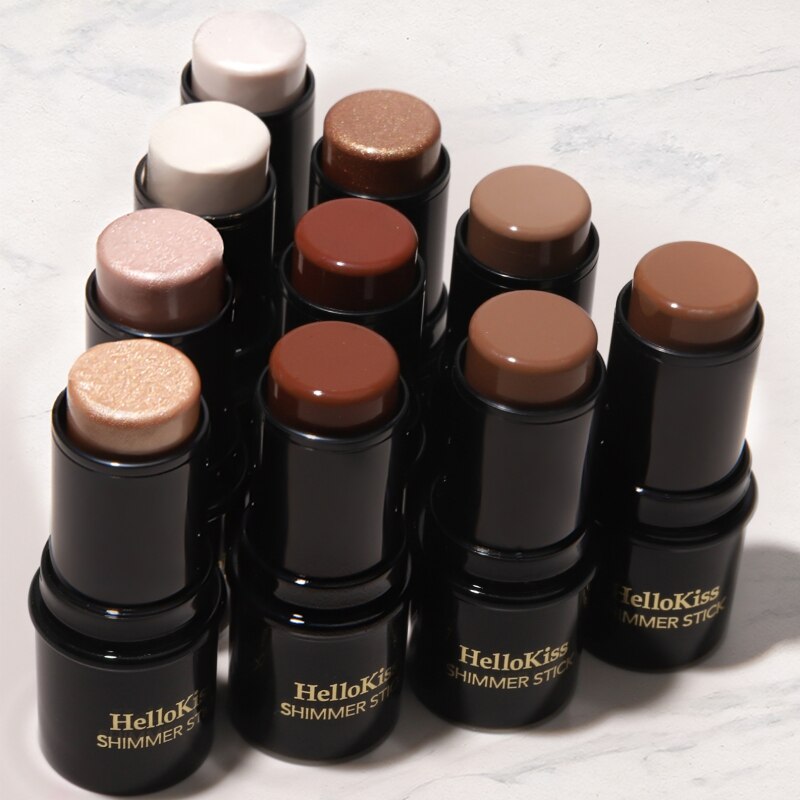 10 Colors Face Highlighters Bronzers Stick Creamy Contour Nose Waterproof Glitter Maquiagem Lightweight V Line Shape Beauty 6g