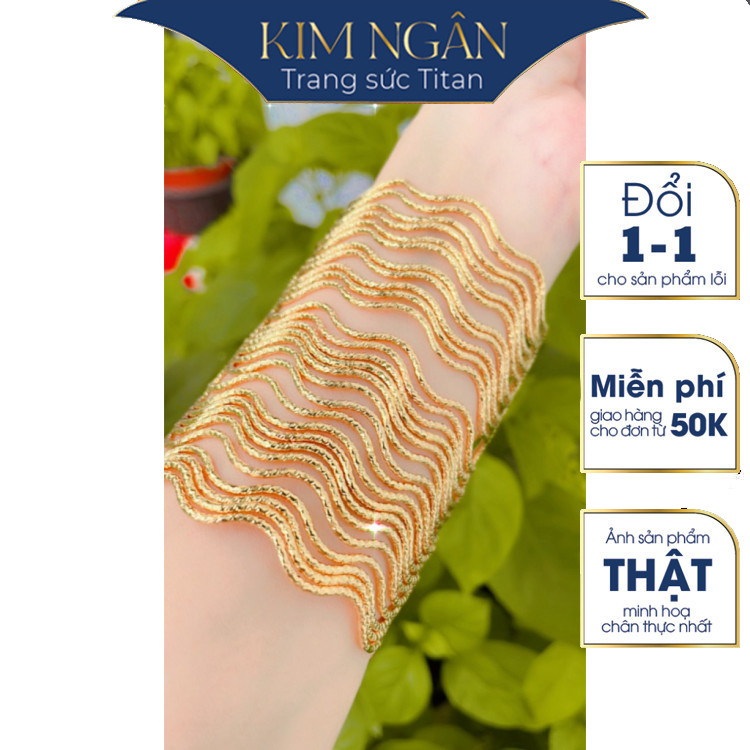 Vòng ximen titan nữ -KHÔNG KHOÁ-không gỉ bộ 7 vòng ximen sóng lắc tay mạ vàng 18K ximen bạch kim tra