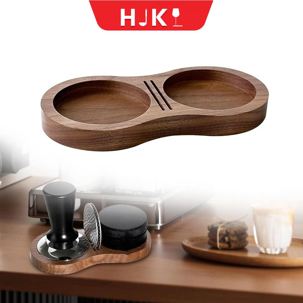 HJKL Gỗ óc chó Trạm nén cà phê Chuyên nghiệp Đáy chống trượt Giá đỡ cà phê phin nhỏ giọt Cần thiết cho Barista Đa chức năng Tấm lót cà phê bằng gỗ Pha chế Espresso