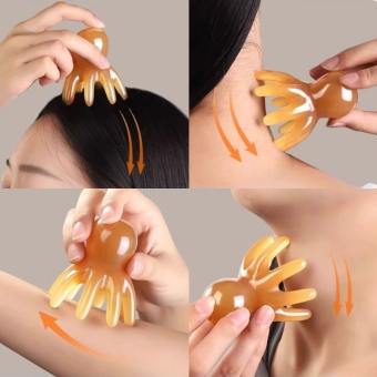 Dorisna Resin Octopus Comb Head Meridian Scraping Scalp Massage Brush SPA Gua Sha Massage Comb Fatigue Relief Massagr