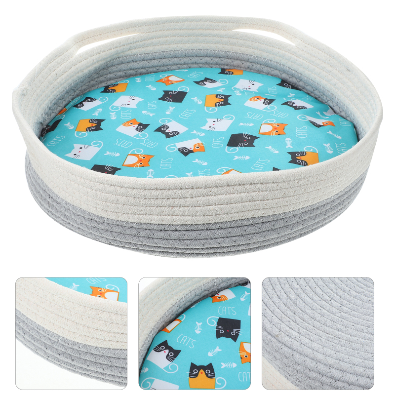 Zecetim Cat Beds Sleeper Sofa Woven Dog Pet House Comfortable Nest Basket Stitching Cloth