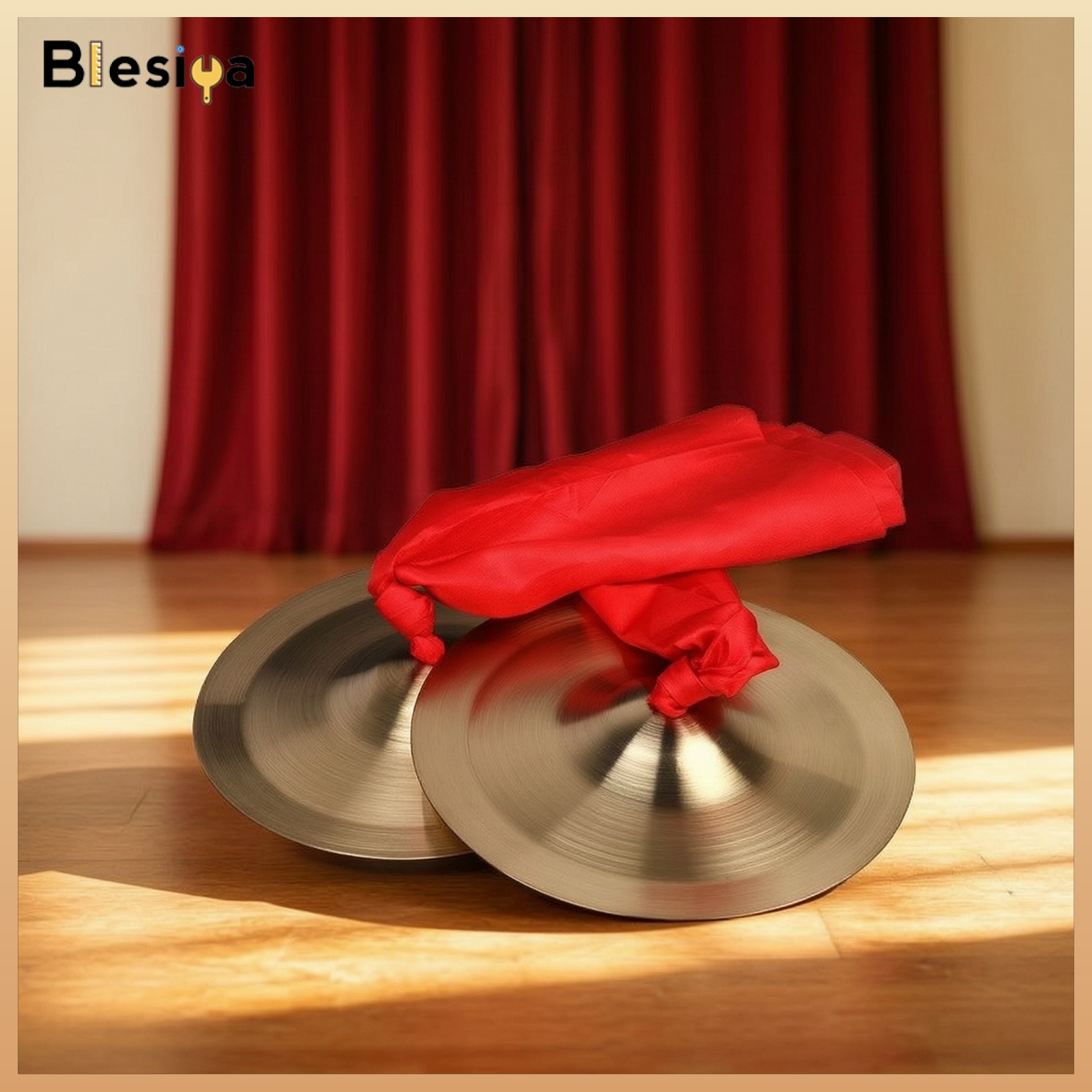 Blesiya Polished Hand Cymbals Brass-Toned Cymbals with Red Ties Portable Zills Sturdy for School Practice ราคา 732 บาท*ส่งฟรี