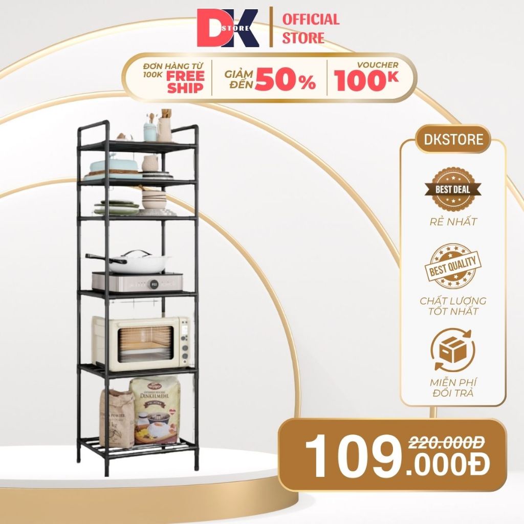Kệ Nhà Bếp 6 Tầng Kệ Phòng Khách Đa Năng DKSTORE Khung Thép Carbon Phun Sơn Tĩnh Điện Hàng lᴏại 1