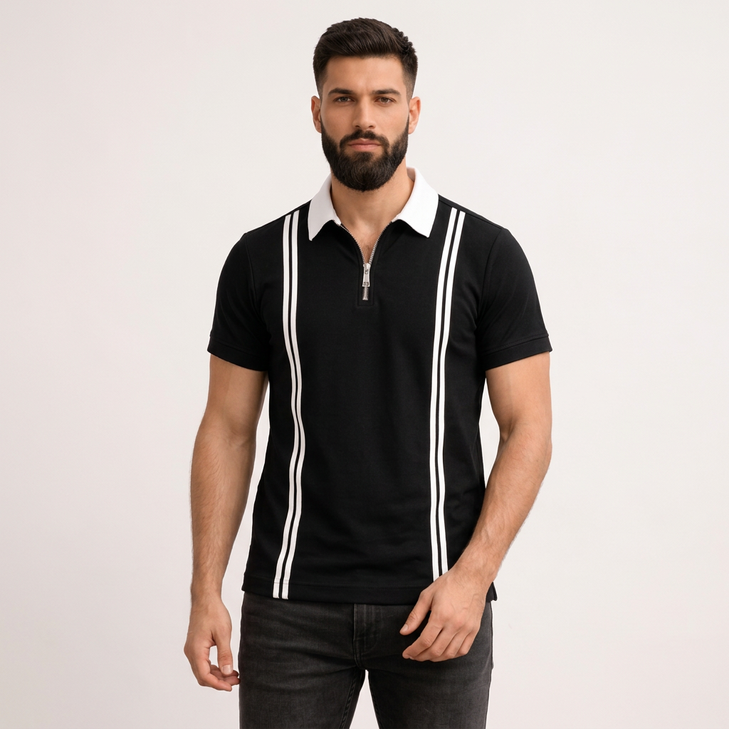 THE VINTAGE CLOTHING NEW TRENDY SUMMER COLLECTION OLD MONEY STRIPES ZIPPER POLOS FOR MENS AND BOYS - Polos Shirts For Men - Polo Shirts For Boys - Mens Polos - Summers Tshirts For Men