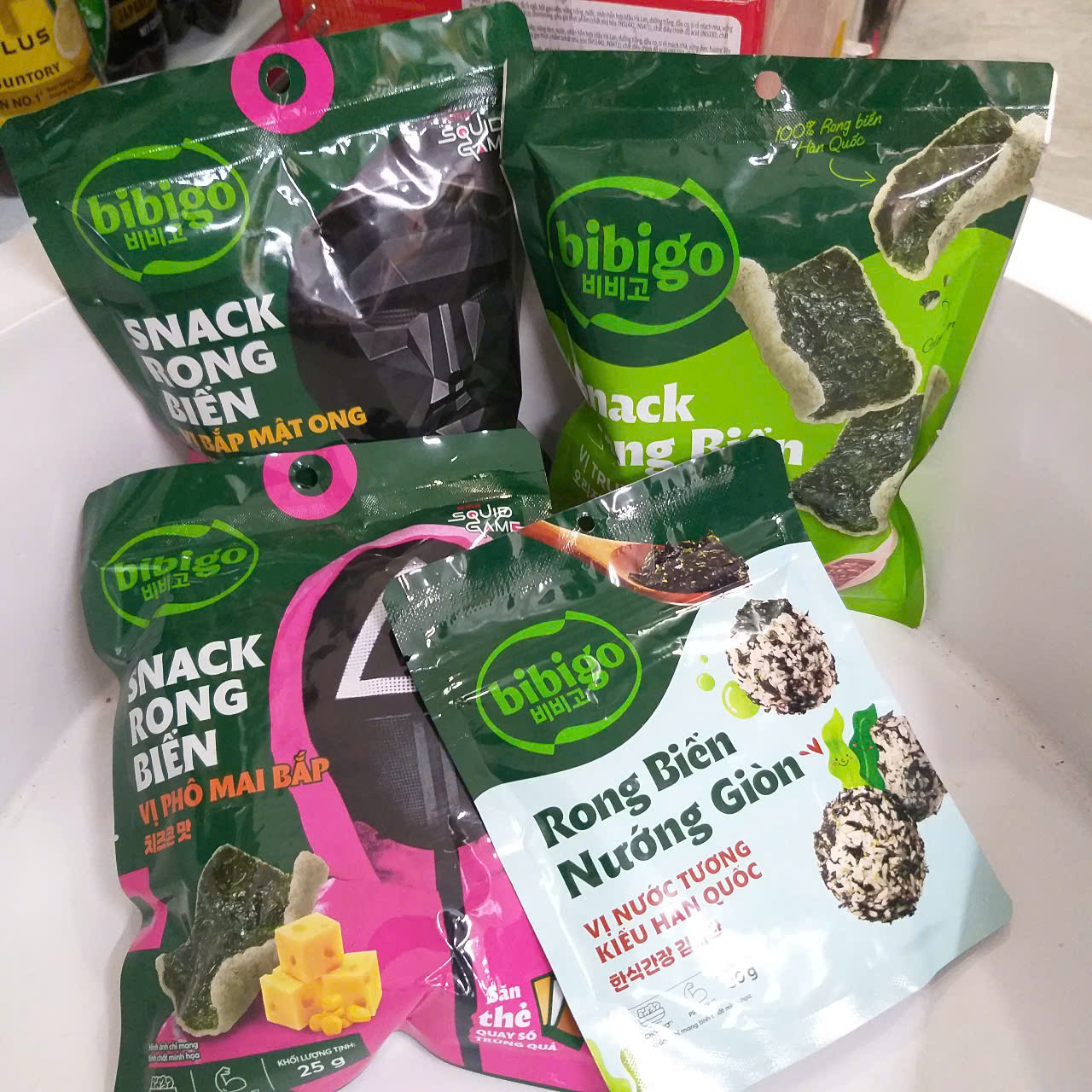 Bánh Snack Rong Biển Bibigo 4Vị: Nguyên Bản- Bắp- Mật Ong- Nướng Giòn