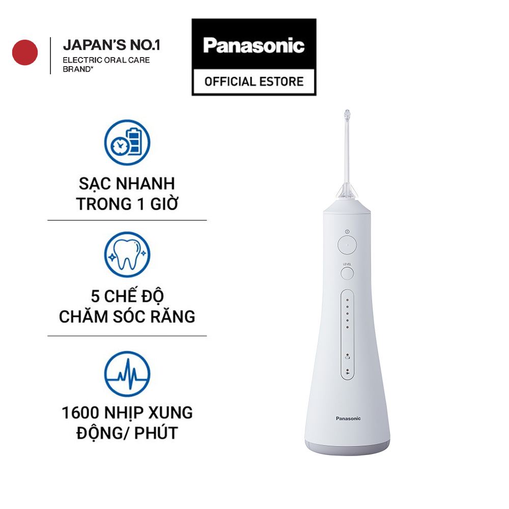 [Thu thập voucher 12% tối đa 500k] Máy Tăm Nước Cầm Tay Panasonic Công Nghệ Siêu Âm EW1511 - Làm Sạc