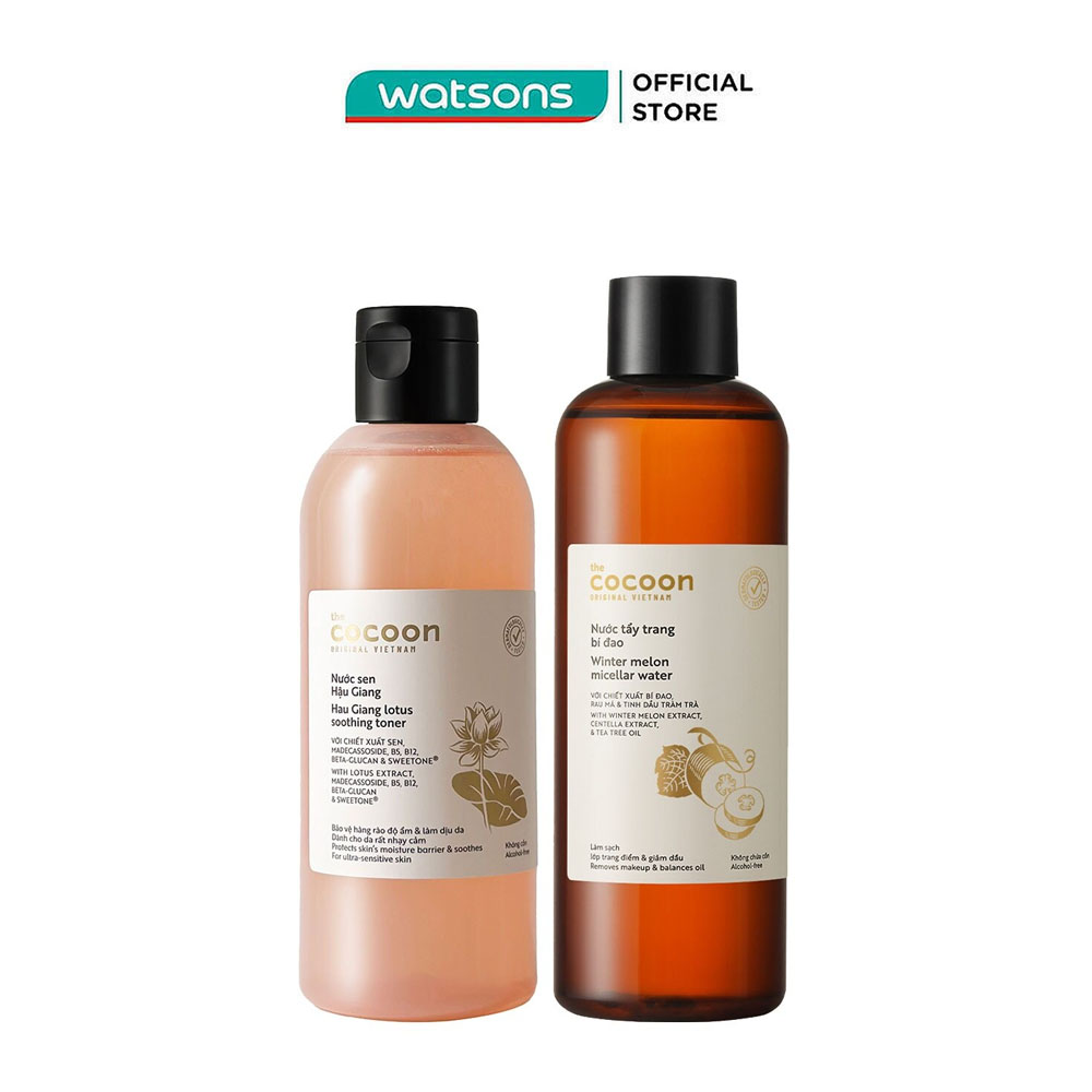 [MUA LÀ CÓ QUÀ] Combo Cocoon (Nước Cân Bằng Sen Hậu Giang 310ml + Nước Tẩy Trang Bí Đao 500ml)