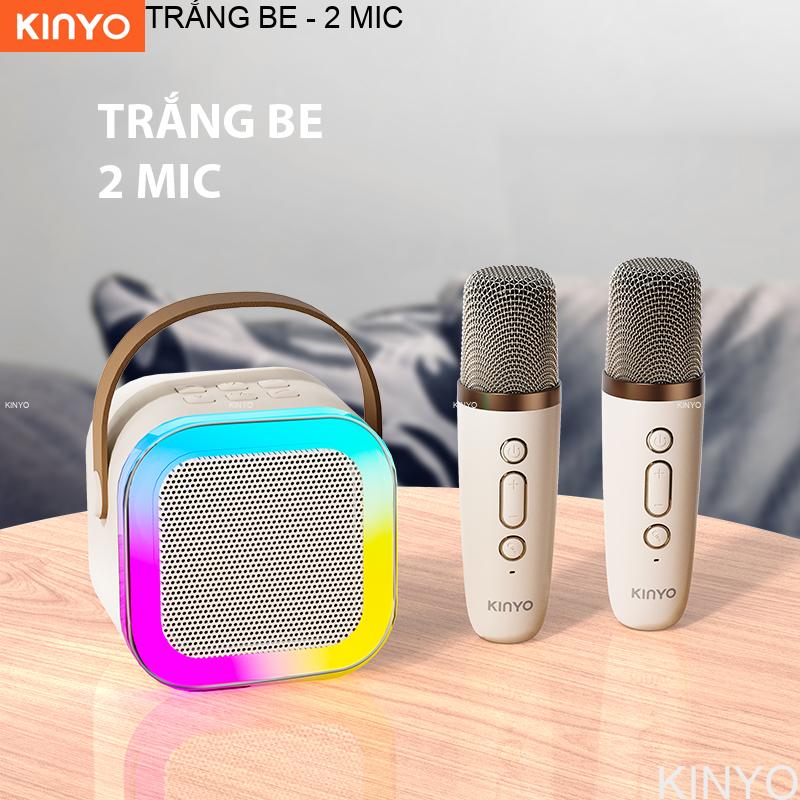 Bộ Loa Bluetooth + 2 Mic Không Dây Mini Hát Karaoke Tại Nhà KINYO K12 Pro Có Thể Thay Đổi Giọng Dễ Sử Dụng