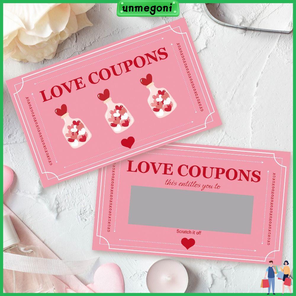 UNMEGONI 30PCS Tương tác cặp đôi Thẻ cào ngày Valentine Màu hồng Tự làm Thẻ cào may mắn Quà tặng bất ngờ Vé thưởng cho các trò chơi tiệc tùng