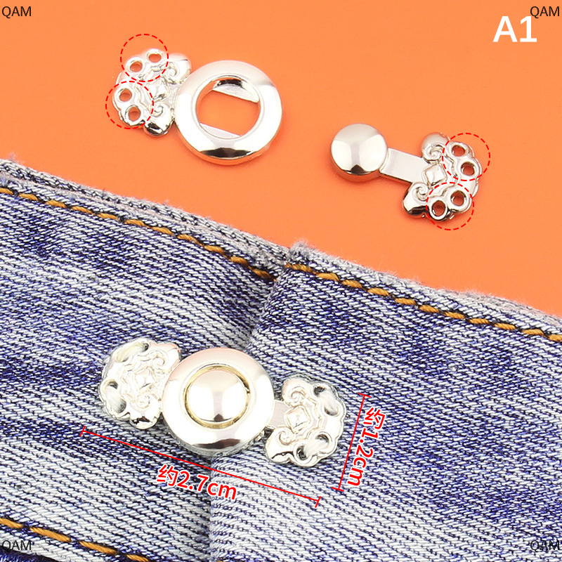 QAM Quần jean eo khóa Thắt lưng Thắt chặt nút thắt lưng có thể tháo rời kim loại có thể điều chỉnh eo Clip eo trang trí nút váy quần jean Phụ kiện quần áo