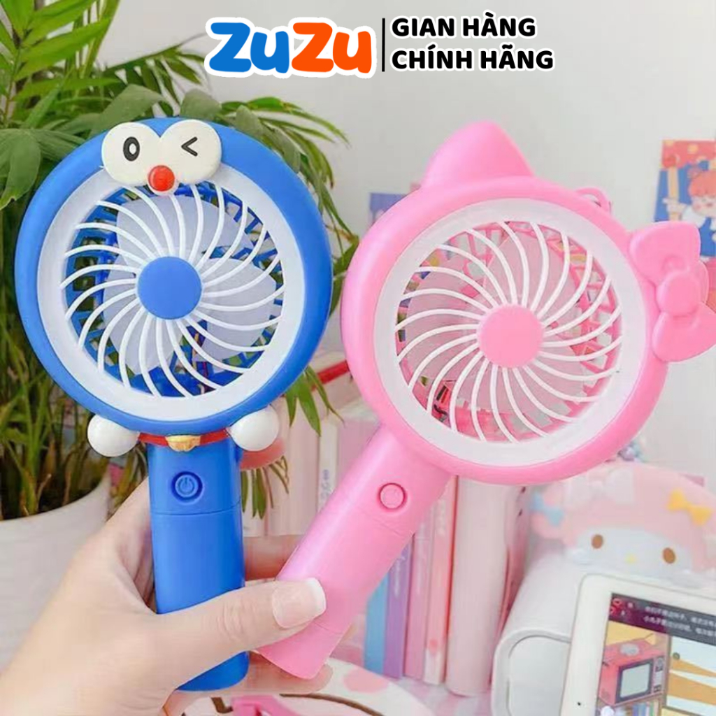 Quạt mini quạt cầm tay dùng sạc hình doraemon hello kitty