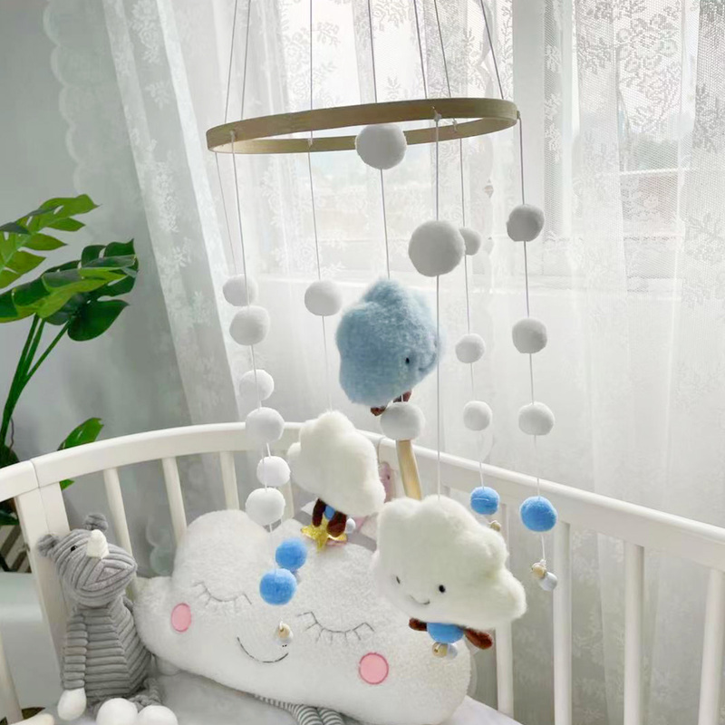 Baby Crib Hanging Toy Mobile Wind Chime w Cloud Doll Hanging Bed Bell